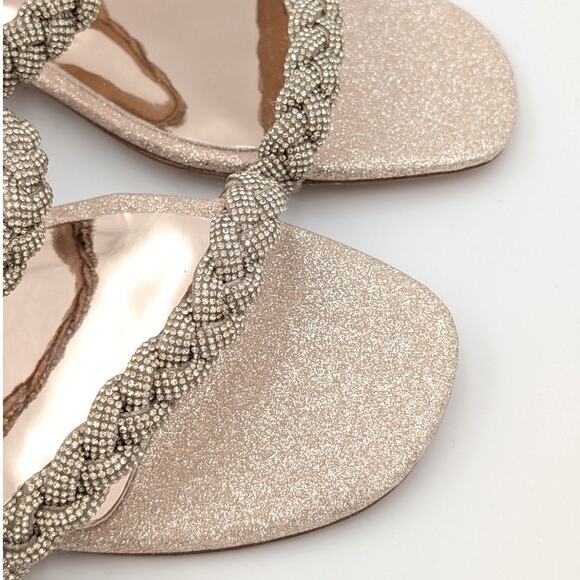 Badgley Mischka Femme Embellished Flat Sandal Women's Soft Gold Size US8 EU39 - Picture 10 of 12